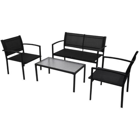 Salon de jardin 1 banc métal noir Groove (1/5)