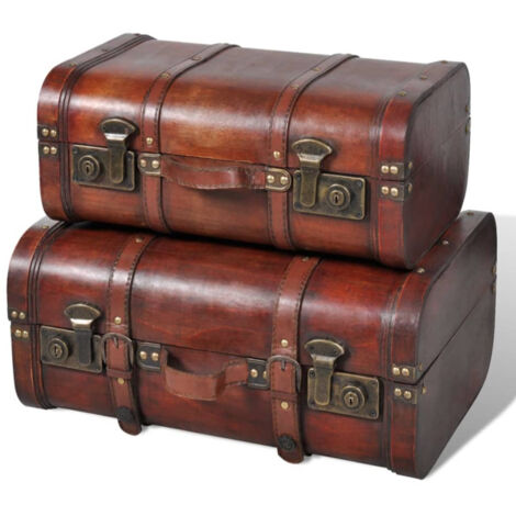 Coffre de rangement bois marron Canvas - 2 pièces (1/5)