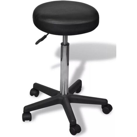 Tabouret de bureau rond similicuir noir Tawen (1/4)