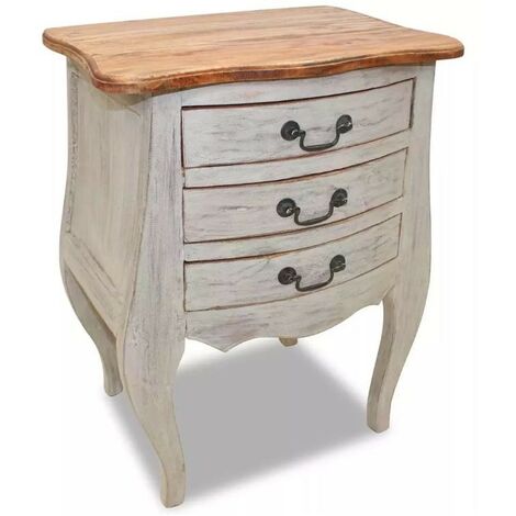 Table de chevet 3 tiroirs bois massif recyclé Titou (1/3)