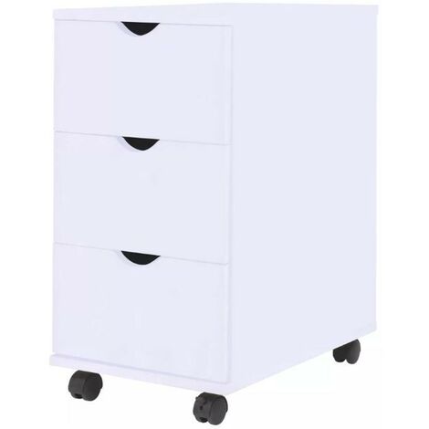 Meuble de rangement 3 tiroirs bois blanc Kapci (1/5)
