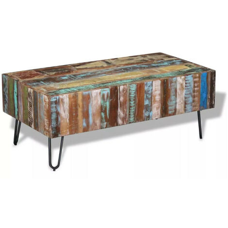 Table basse rectangulaire bois massif recyclé Mista (1/5)