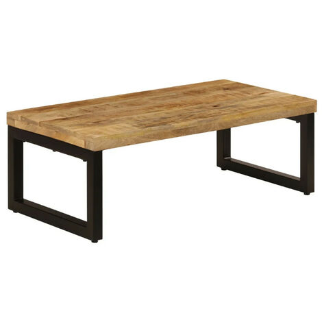Table basse rectangulaire manguier massif clair et métal noir Grey (1/5)