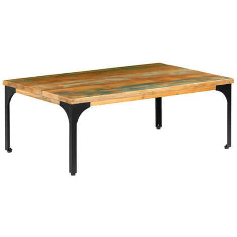 Table basse rectangulaire bois massif recyclé et métal noir Boust 2 (1/5)