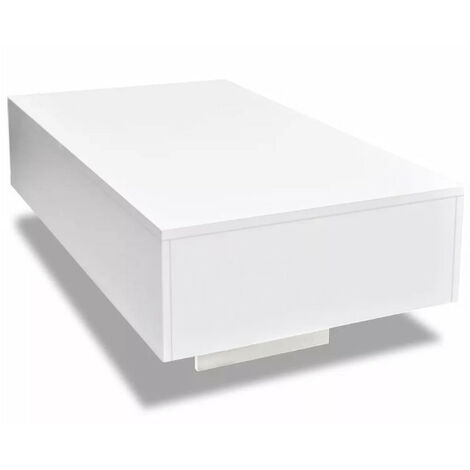 Table basse rectangulaire bois blanc brillant Winter L 85 (1/5)