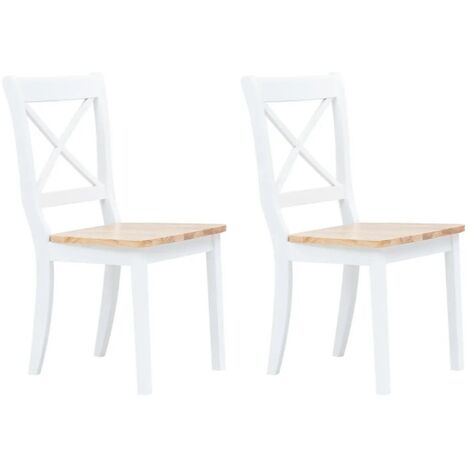 Chaise bois massif blanc et naturel Aero - Lot de 2 (1/5)