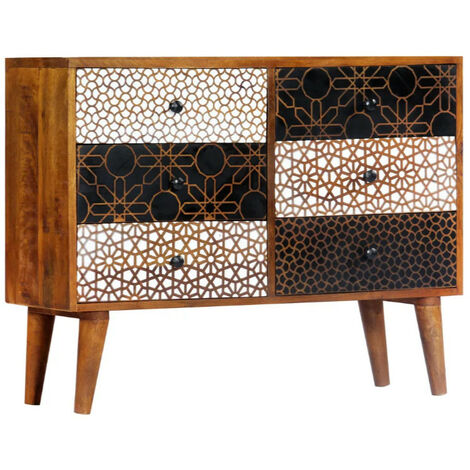 Commode 6 tiroirs manguier massif foncé Roman (1/5)