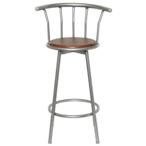 Chaise de bar bois marron et métal gris Luis - Lot de 2 (1/4)