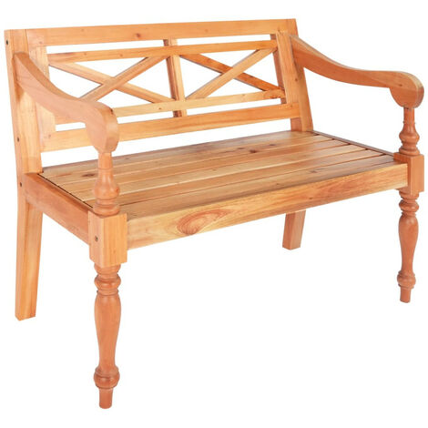 Banc bois acajou massif clair Gardene 98 cm (1/5)