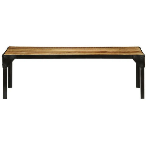 Table basse rectangulaire manguier massif foncé et métal noir Maneci (1/5)