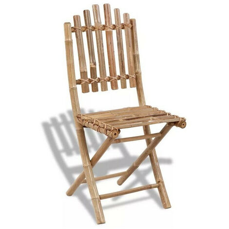 Chaise de jardin pliable bambou clair Maboun - Lot de 4 (1/3)