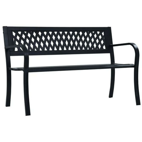 Banc de jardin plastique et métal noir Delta 125cm (1/4)