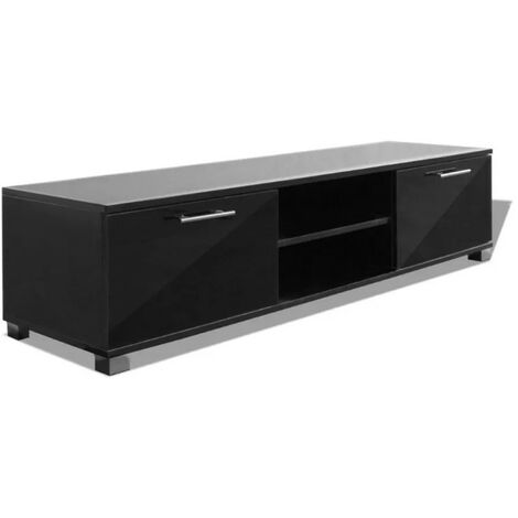 Meuble TV 2 portes bois noir brillant Beyond (1/5)