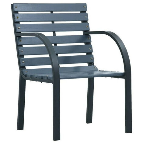 Chaise de jardin bois massif gris et métal Dinma - Lot de 2 (1/4)