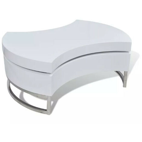 Table basse modulable bois blanc brillant et métal chromé Snook (1/5)