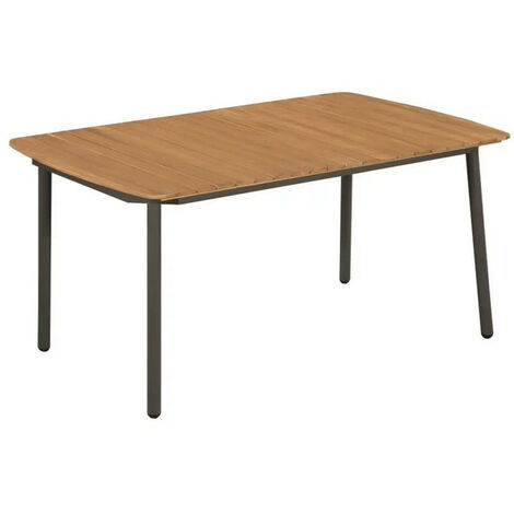 Table de jardin acacia massif clair et pieds métal Kazon (1/3)