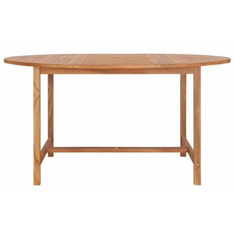 Table de jardin ronde teck massif clair Ampiz D 150cm (1/3)