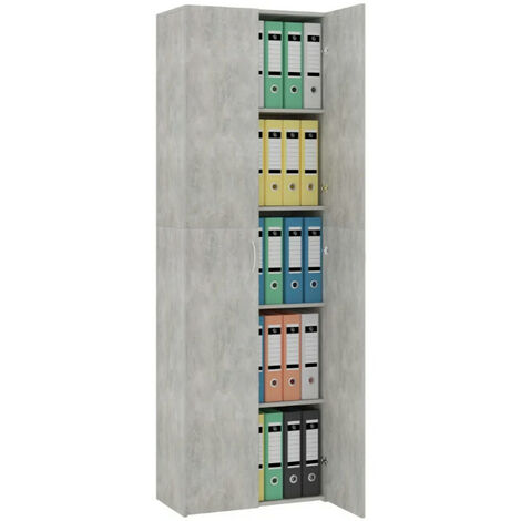 Armoire de bureau 2 portes bois gris effet béton Ousti (1/5)