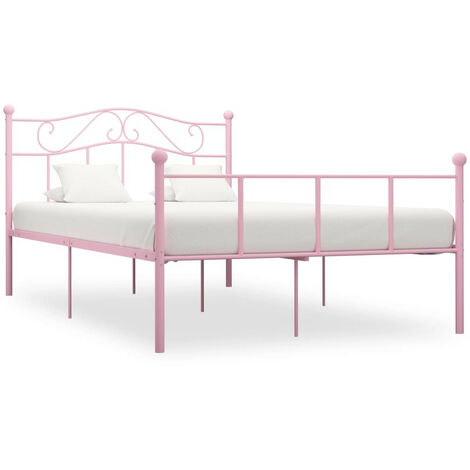 Lit métal rose Vic 160x200 cm (1/5)