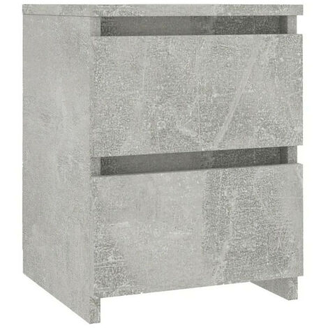 Table de chevet 2 tiroirs bois effet béton Ricio - Lot de 2 (1/3)