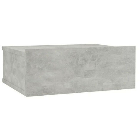 Table de chevet suspendue 1 tiroir bois effet béton Komen (1/4)