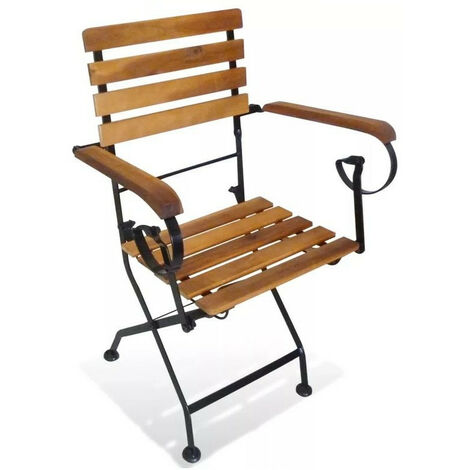 Chaise de jardin acacia massif foncé et métal Siori - Lot de 2 (1/3)