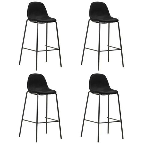 Chaise de bar tissu noir et pieds métal noir Cassie - Lot de 4 (1/5)