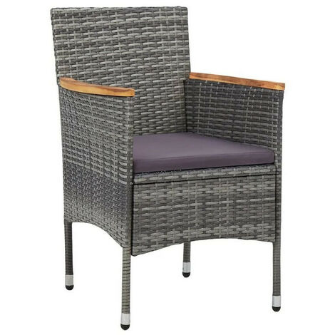 Chaise de jardin résine grise et acacia Fatis - Lot de 2 (1/3)