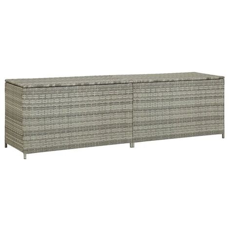 Coffre de jardin en résine tressée Zameno - Pratique et durable-Gris-Largeur 200 cm