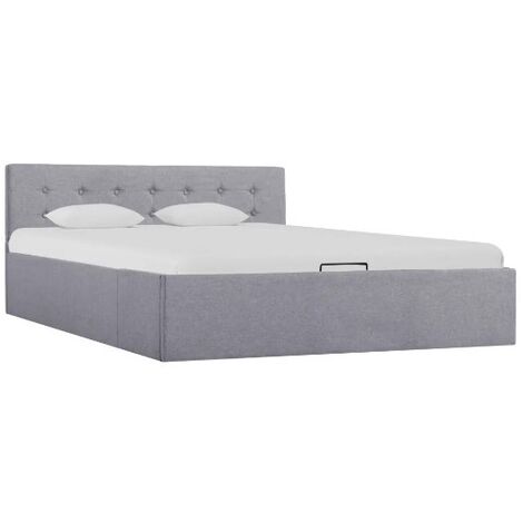 Lit coffre tissu gris clair Rundo 140x200 (1/5)