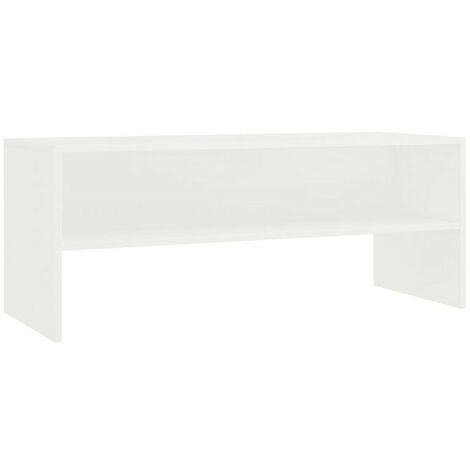 Meuble TV bois blanc Thela 100cm (1/2)