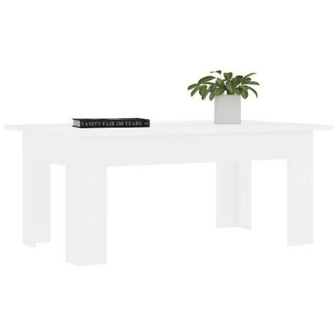 Table basse rectangulaire bois blanc Léonie (1/5)