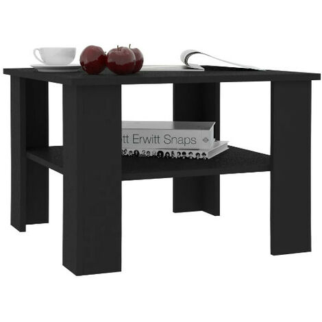Table basse carrée 1 étagère bois noir Modra (1/5)