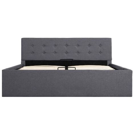 Lit coffre tissu gris foncé Rundo 140x200 (1/5)