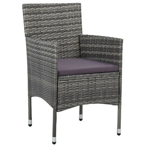Chaise de jardin tissu et résine tressée grise Fatis - Lot de 2 (1/3)