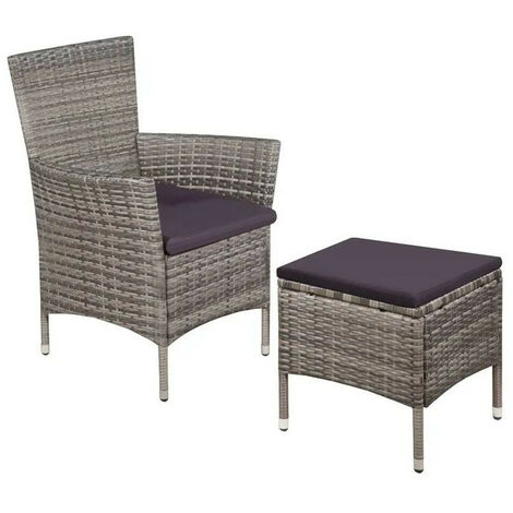 Chaise avec repose-pieds tissu et résine grise Fatis (1/3)