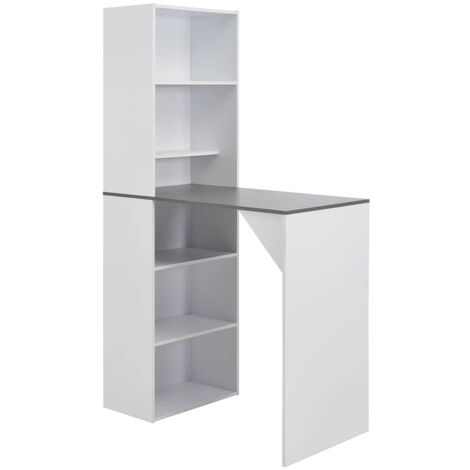Table de bar avec armoire de rangement gris et blanc Klarys (1/5)