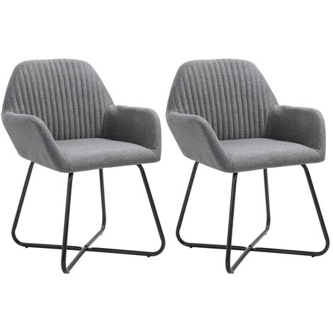 Chaise tissu gris foncé et pieds métal noir Mikee - Lot de 2 (1/5)