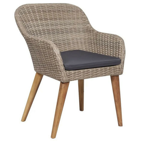 Chaise de jardin résine marron et acacia massif Kion - Lot de 2 (1/3)