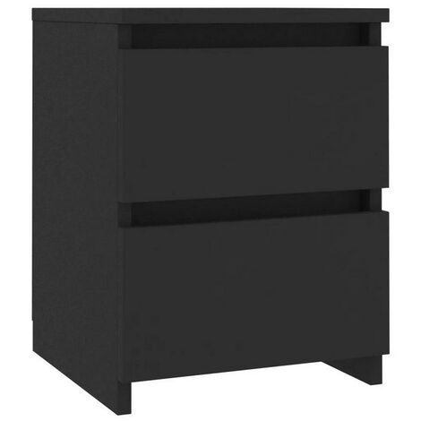 Table de chevet 2 tiroirs bois noir Ricio - Lot de 2 (1/3)