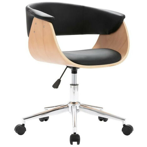 Chaise réglable simili cuir noir et bois clair Tessa (1/5)