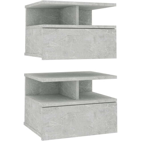 Tables de chevet suspendues 2 pcs Gris béton 40x31x27 (1/5)