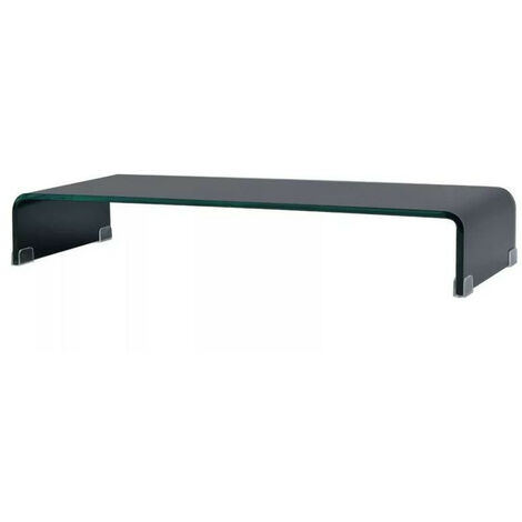 Meuble TV verre noir Martial 80cm (1/4)