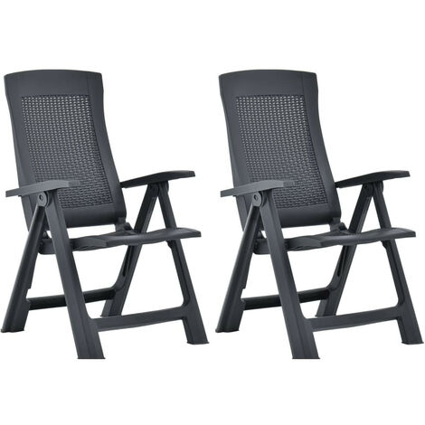 Chaises inclinables de jardin 2 pcs Plastique Anthracite (1/5)