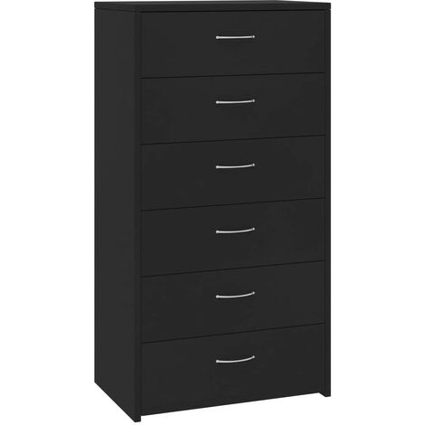 Chiffonnier 6 tiroirs Noir 50x34x96 (1/5)