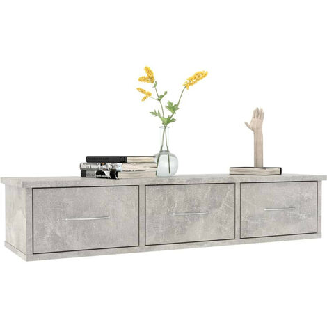 Étagère murale avec tiroirs Gris béton 88x26x18,5 (1/5)