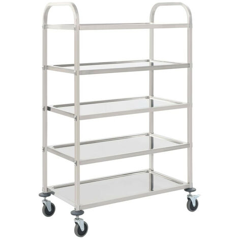 Desserte de cuisine en acier inoxydable - Polyvalents et Robustes 5 niveaux - 107 x 55 x 147 cm-Dimensions 5 niveaux - 107 x 55 x 147 cm (1/5)