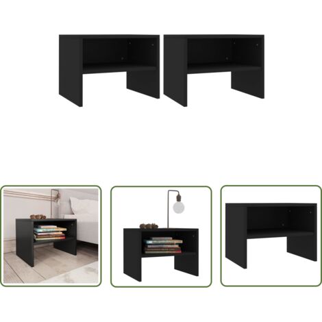 2 pcs Tables de chevet Noir 40 x 30x30 (1/5)