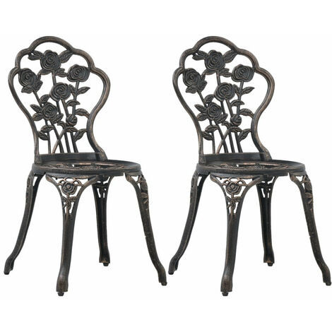 Chaises de bistro 2 pcs Bronze Aluminium coulé (1/5)