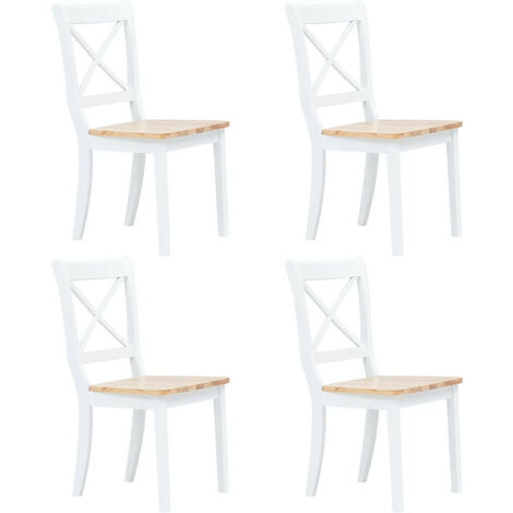 Chaise bois massif blanc et naturel Aero - Lot de 4 (1/5)
